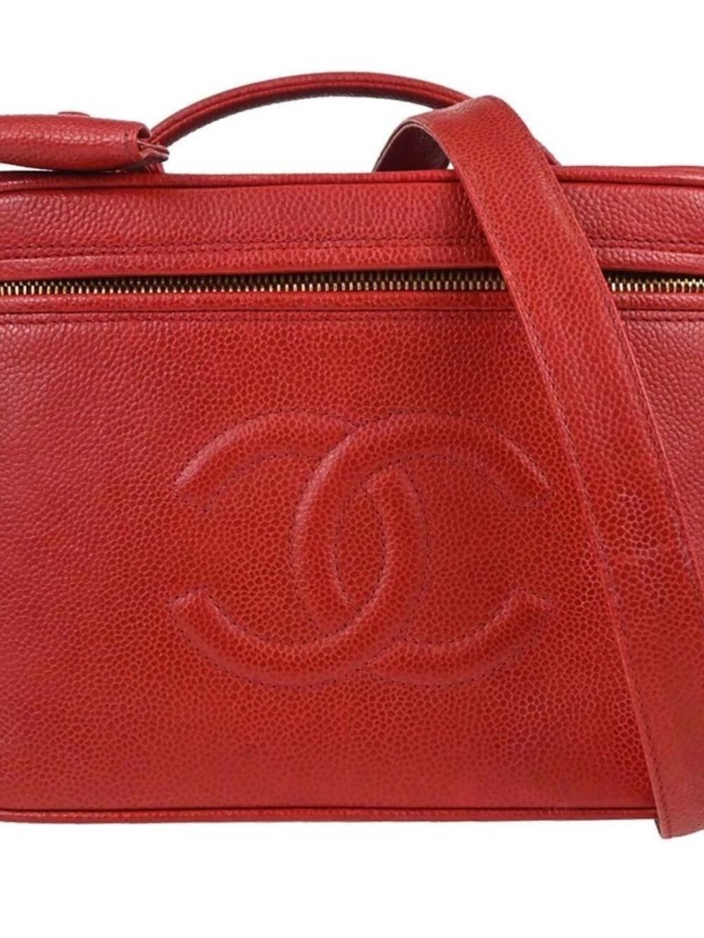 Chanel Red Calfskin Vanity 2way Handbag 168107